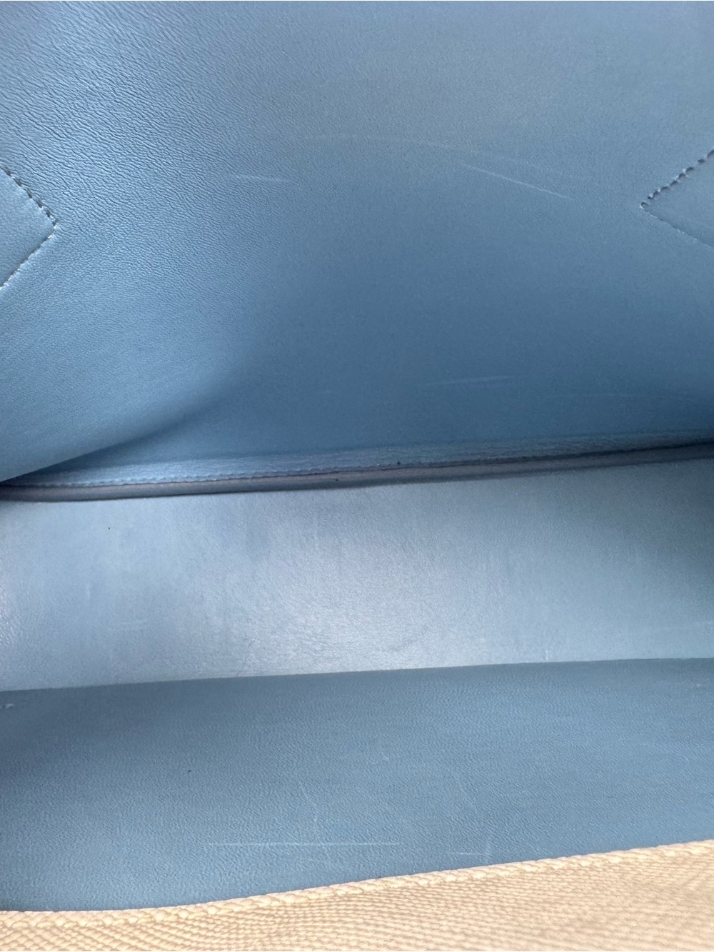 Prada Cream Saffiano Leather Tote with Blue Trim - Picture 12 of 14